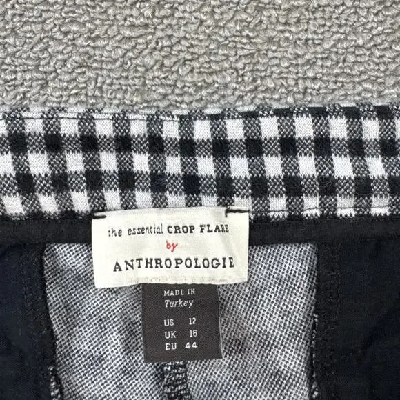 by Anthropologie Trouser Pant Capri The Essential Crop Flare Gingham Check 12 - Picture 8 of 10